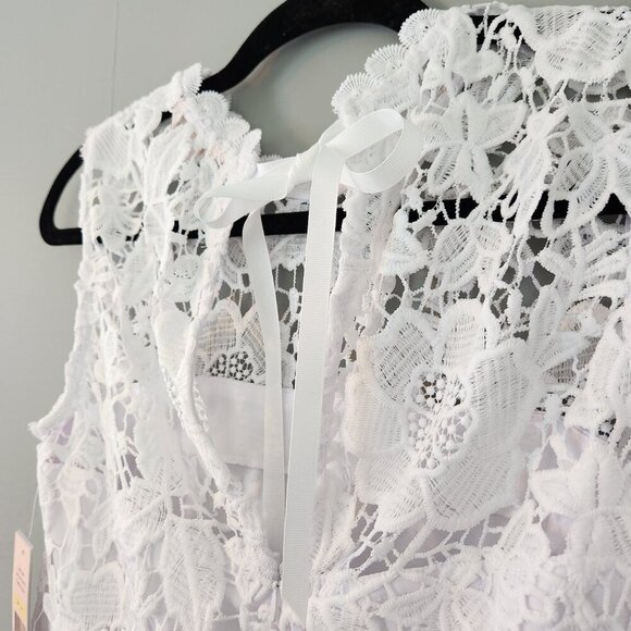 NWT Nanette Lepore Medium White Lace Sleeveless Top Cottagecore Coquette Boho - Picture 3 of 12